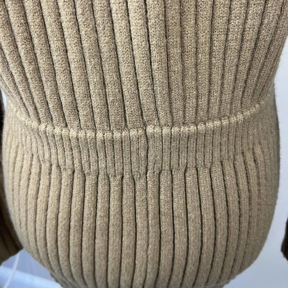 Zara Tan Chunky Knit Romper Jumpsuit Playsuit Size M Ribbed Knit - Picture 11 of 14